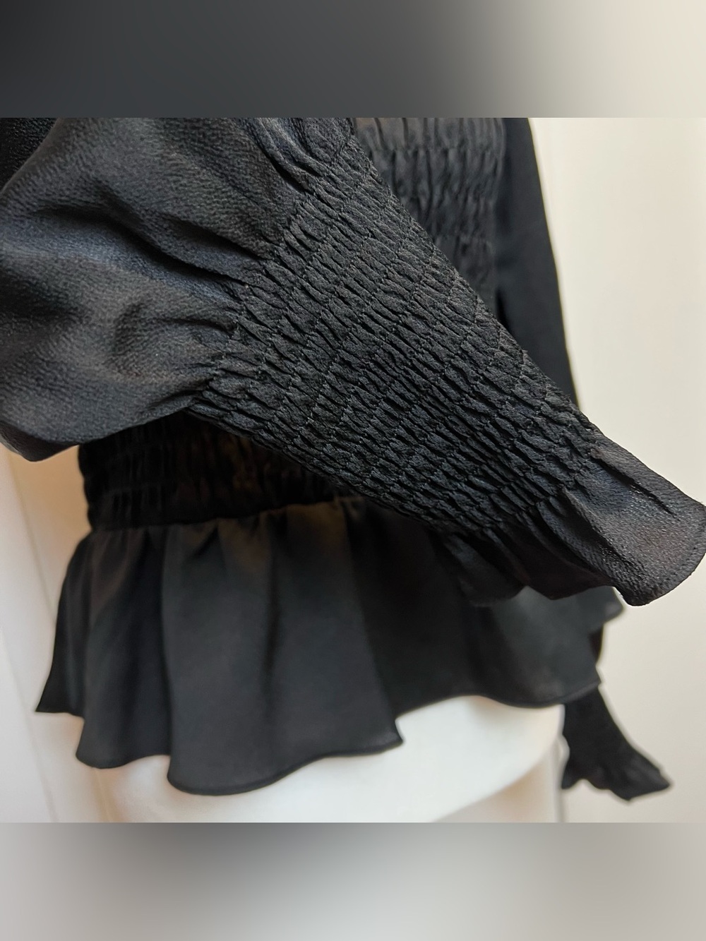 She Sky Womens Large Black Off Shoulder Sheer Peplum Regency Whimsigoth Romantic - Picture 4 of 8